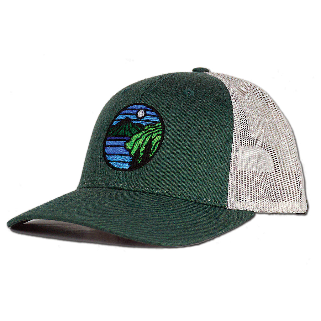 Alpine Lake Trucker Hat - Heather Dark Green/Light Grey