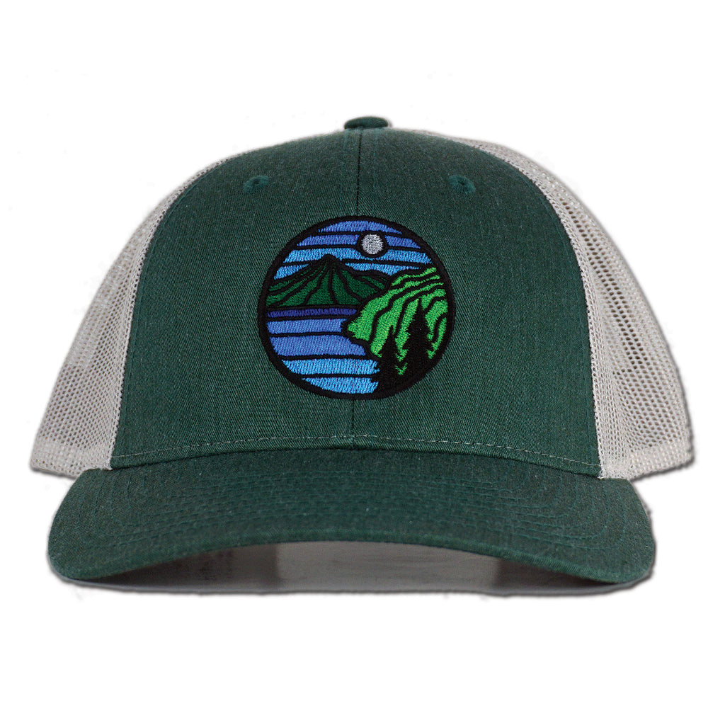 Alpine Lake Trucker Hat - Heather Dark Green/Light Grey