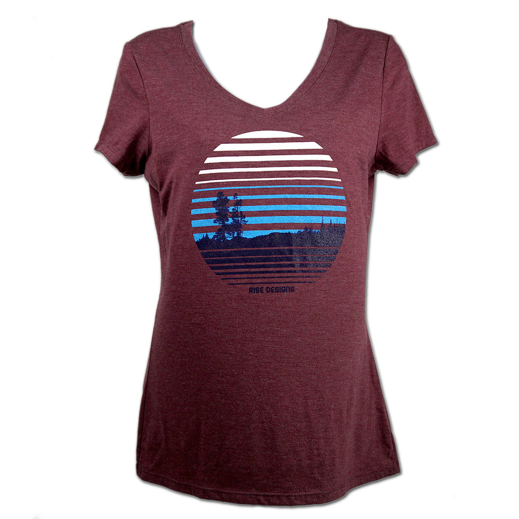 Ascent - V-Neck T-Shirt - Womens - Maroon Frost