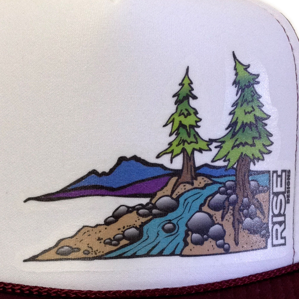 Truckee River Trucker Hat - Maroon/White