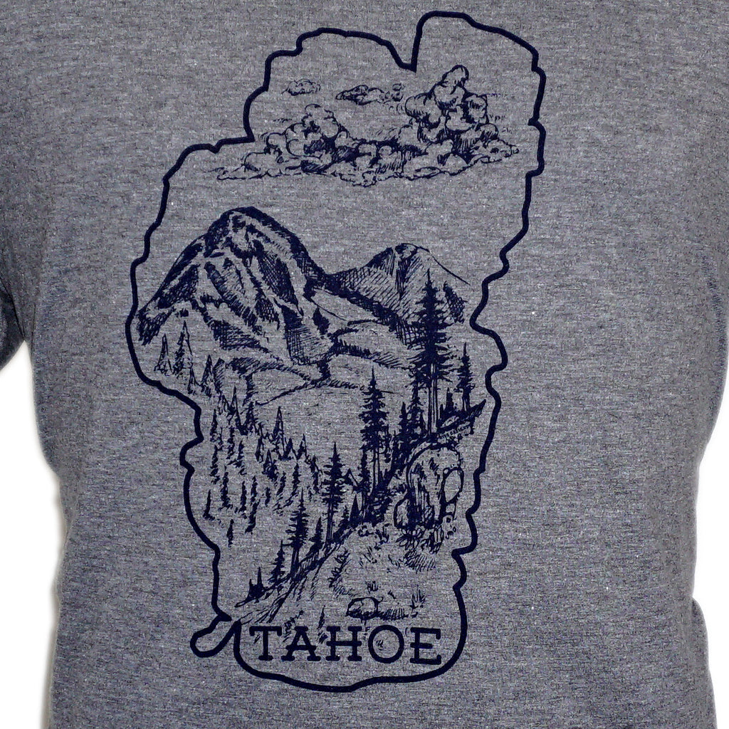 Lake Tahoe Nature T-Shirt - Mens - Grey Frost