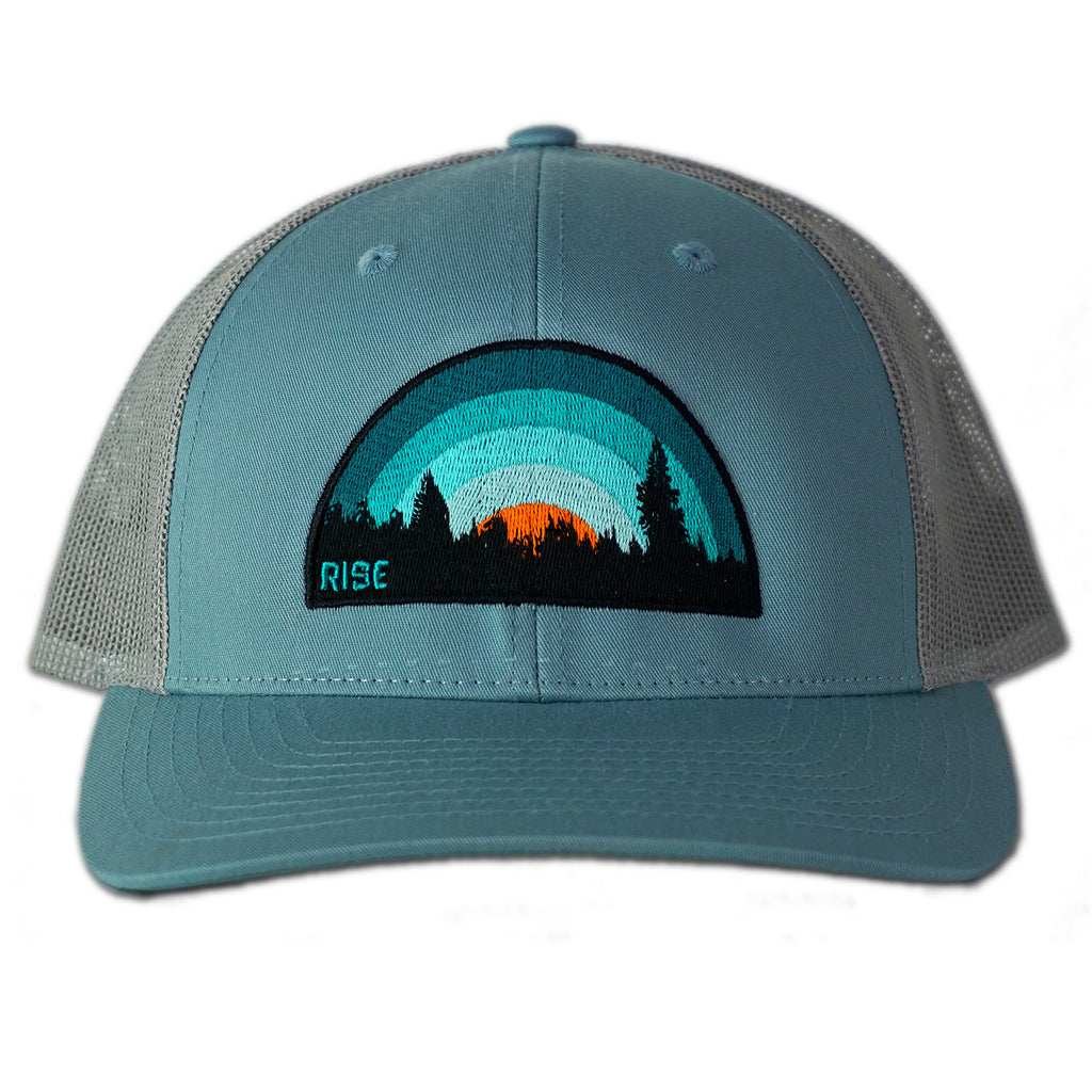 Turquoise Sunset - Trucker Hat - Light Blue/Aluminum