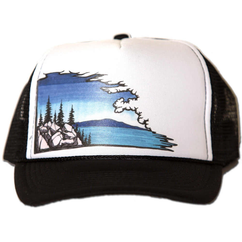 Lake Cloudscape Trucker Hat - White/Black