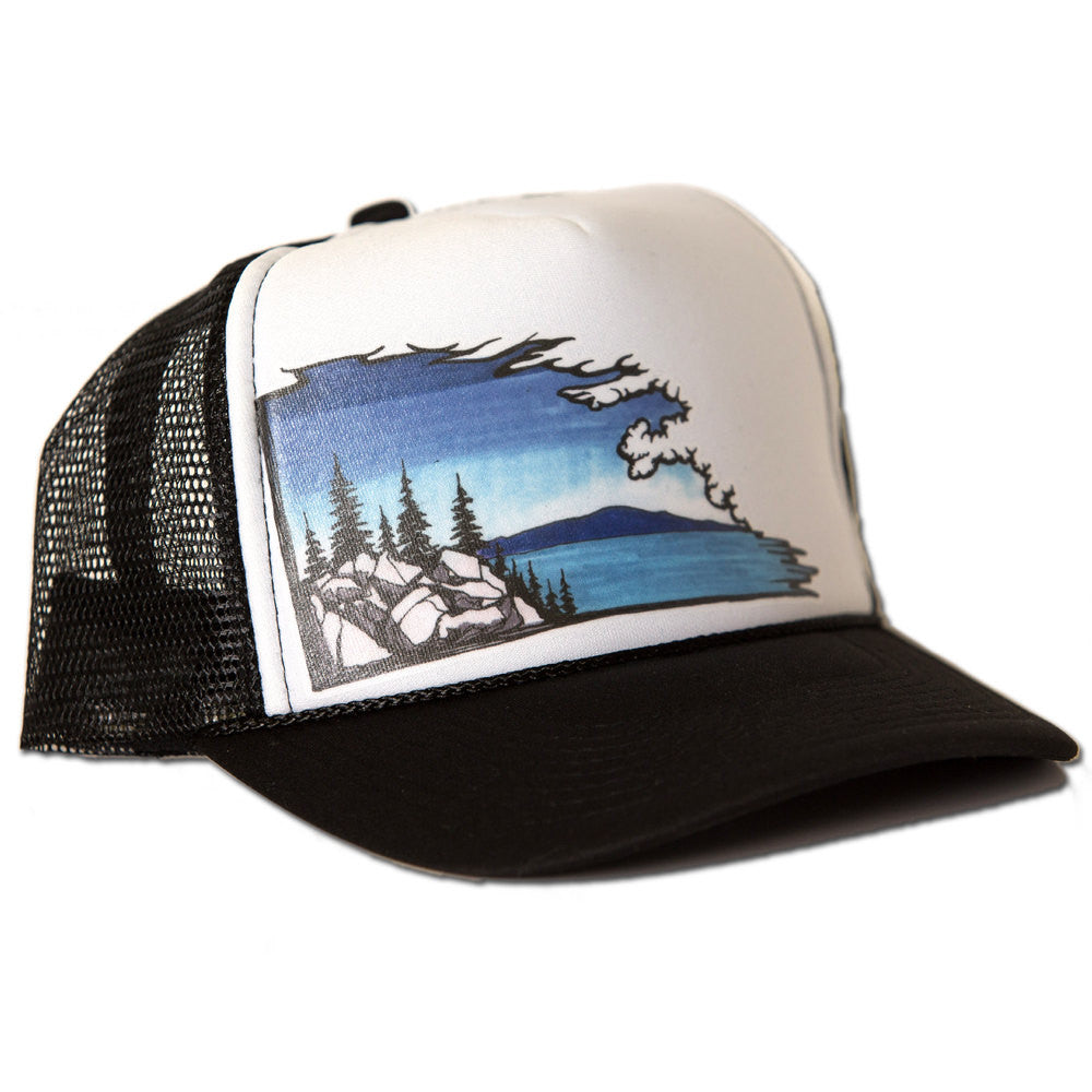 Lake Cloudscape Trucker Hat - White/Black