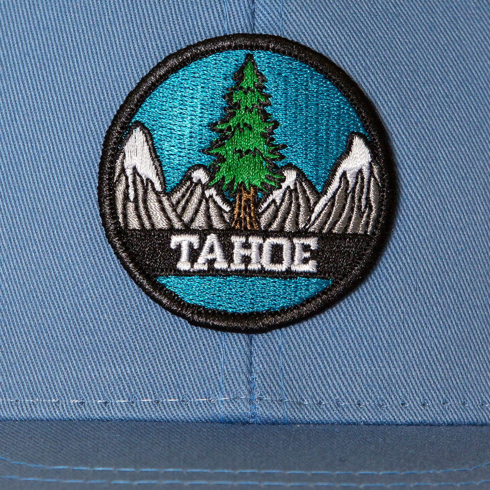 Tahoe Tree Circle Snapback Hat - Sky Blue/White