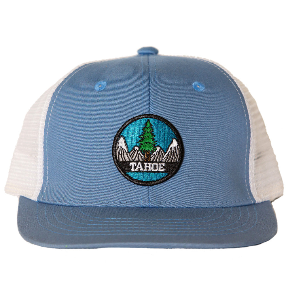 Tahoe Tree Circle Snapback Hat - Sky Blue/White
