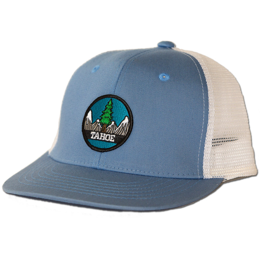 Tahoe Tree Circle Snapback Hat - Sky Blue/White
